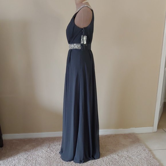 Faviana Glamour S7165 Dark Gray Dress BRAND NEW - Picture 3 of 6